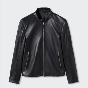 Zip-detail Leather Biker Jacket